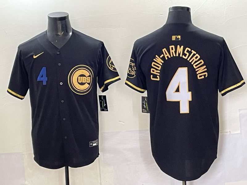 Men Chicago Cubs #4 Crow Armstrong black Nike MLB 2025 Jersey 04